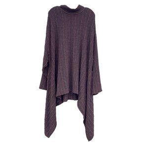 Caroline Rose Women’s 2X XXL Asymmetrical Striped Poncho Turtle Neck Sweater